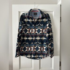 Valor Collective Tribal Aztec Design Fleece Button Down Long Sleeve Shirt